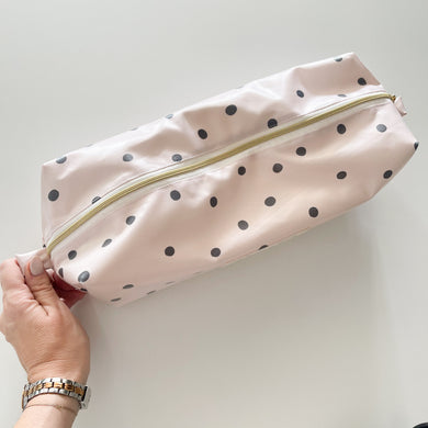 Bolsa para acessórios cabelo BOLINHAS BEGE
