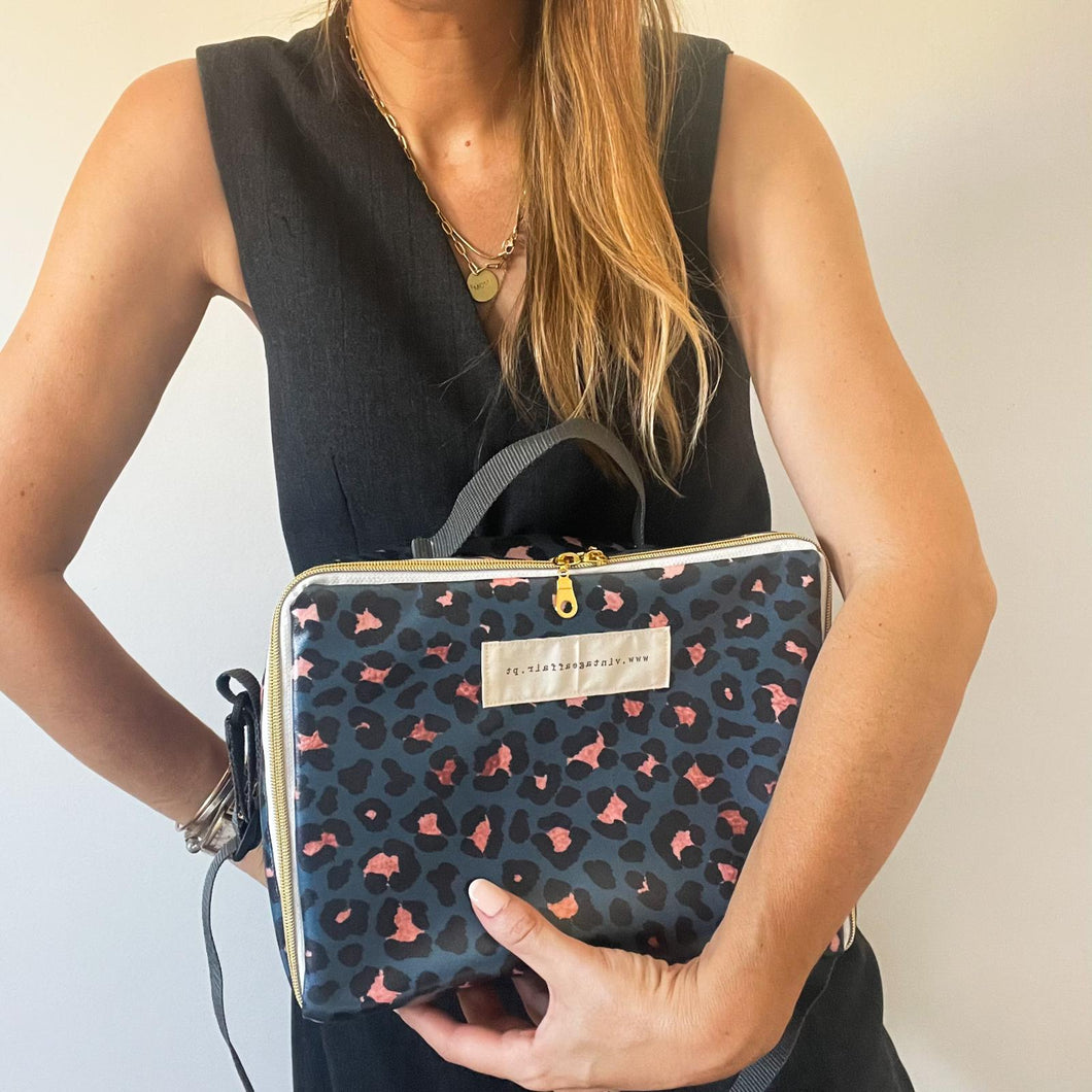 lancheira BOX ANIMAL PRINT BLUE