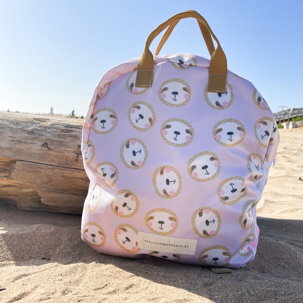 Mochila de rede PREGUIÇAS ROSA